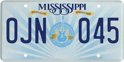 MS license plate OJN045