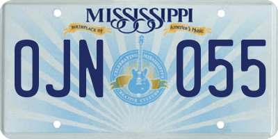 MS license plate OJN055