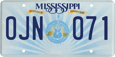 MS license plate OJN071