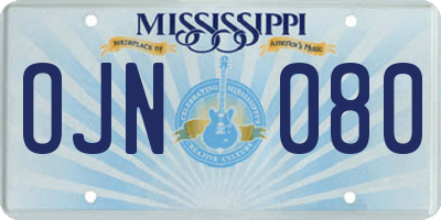 MS license plate OJN080