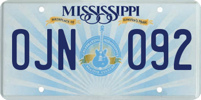 MS license plate OJN092