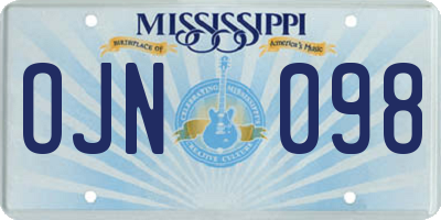 MS license plate OJN098