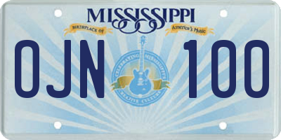MS license plate OJN100