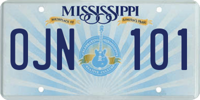 MS license plate OJN101