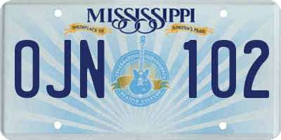 MS license plate OJN102
