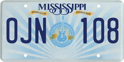 MS license plate OJN108