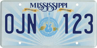 MS license plate OJN123