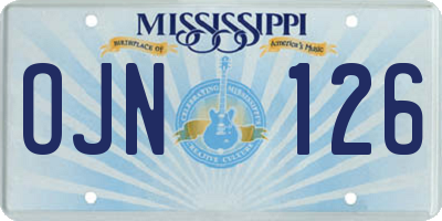 MS license plate OJN126