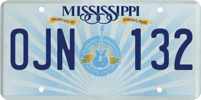 MS license plate OJN132
