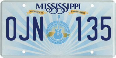 MS license plate OJN135