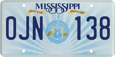 MS license plate OJN138