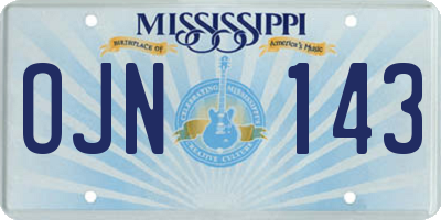 MS license plate OJN143