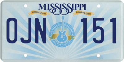 MS license plate OJN151