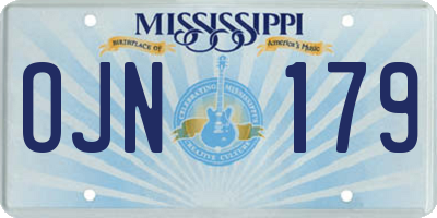 MS license plate OJN179