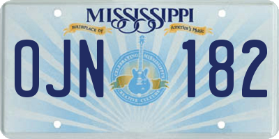 MS license plate OJN182
