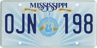 MS license plate OJN198