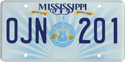 MS license plate OJN201
