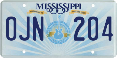 MS license plate OJN204