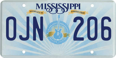 MS license plate OJN206