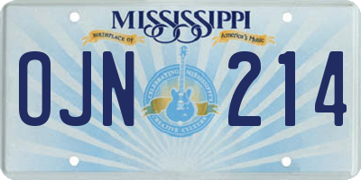 MS license plate OJN214
