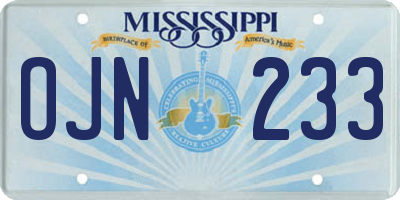 MS license plate OJN233