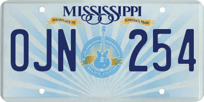 MS license plate OJN254