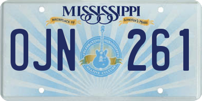 MS license plate OJN261