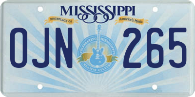 MS license plate OJN265