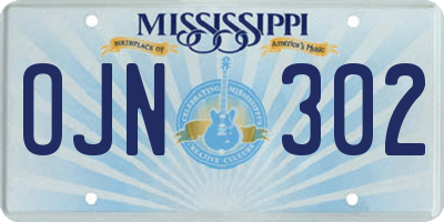 MS license plate OJN302
