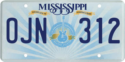 MS license plate OJN312