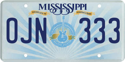 MS license plate OJN333