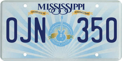 MS license plate OJN350