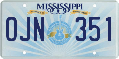 MS license plate OJN351