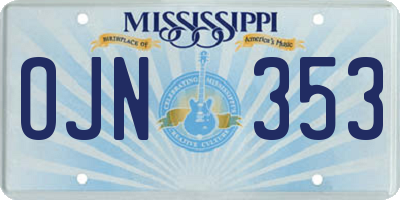 MS license plate OJN353