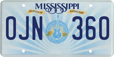 MS license plate OJN360