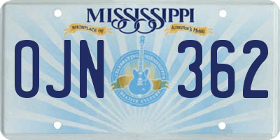 MS license plate OJN362