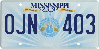 MS license plate OJN403