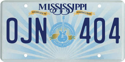 MS license plate OJN404