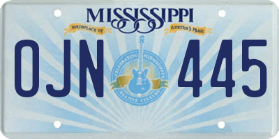 MS license plate OJN445