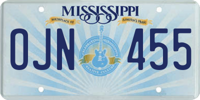 MS license plate OJN455