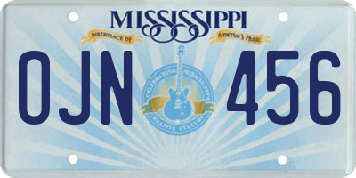 MS license plate OJN456