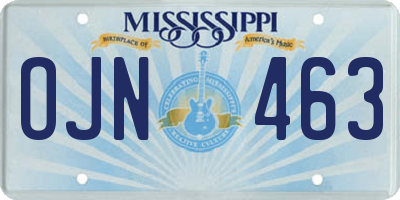 MS license plate OJN463