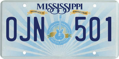 MS license plate OJN501