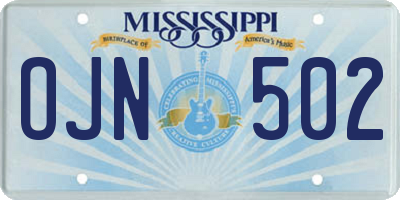 MS license plate OJN502