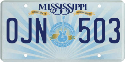 MS license plate OJN503