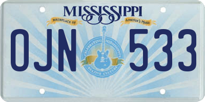 MS license plate OJN533