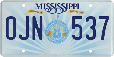 MS license plate OJN537