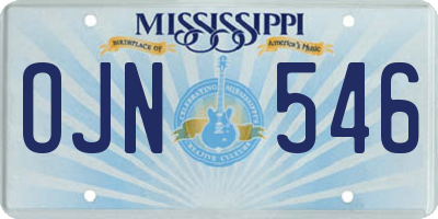 MS license plate OJN546