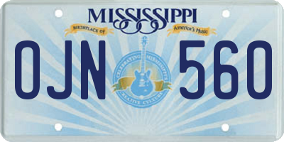 MS license plate OJN560