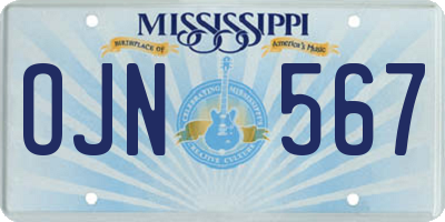 MS license plate OJN567